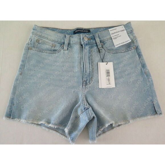 Calvin Klein Pants - Calvin Klein CJ1S8147 Women Sz 27 Light Blue High Rise Logo Denim Cut Off Shorts